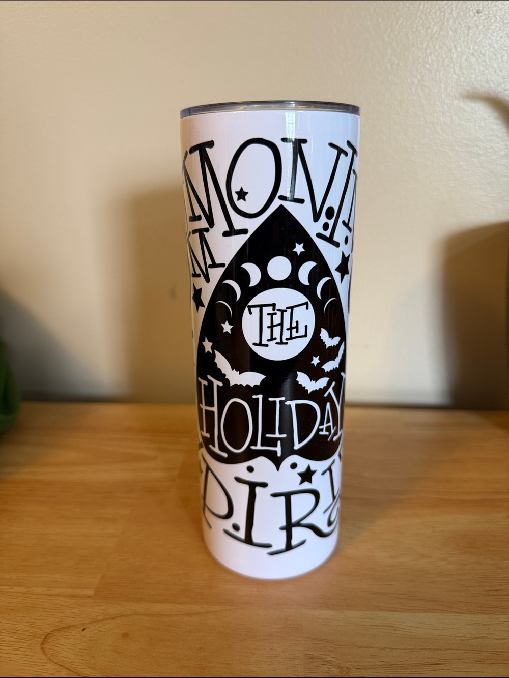 White and Black Holiday Script Stainless Tumbler